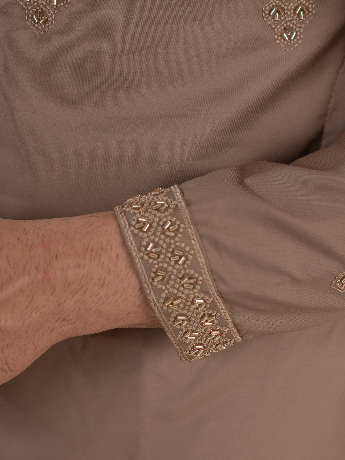 Modern Dusty Brown Soft Cotton Kurta Set with Butta Embroidery