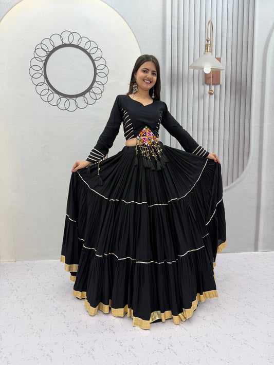 Navratri Black Cotton Lehenga Set | Tulip Designer