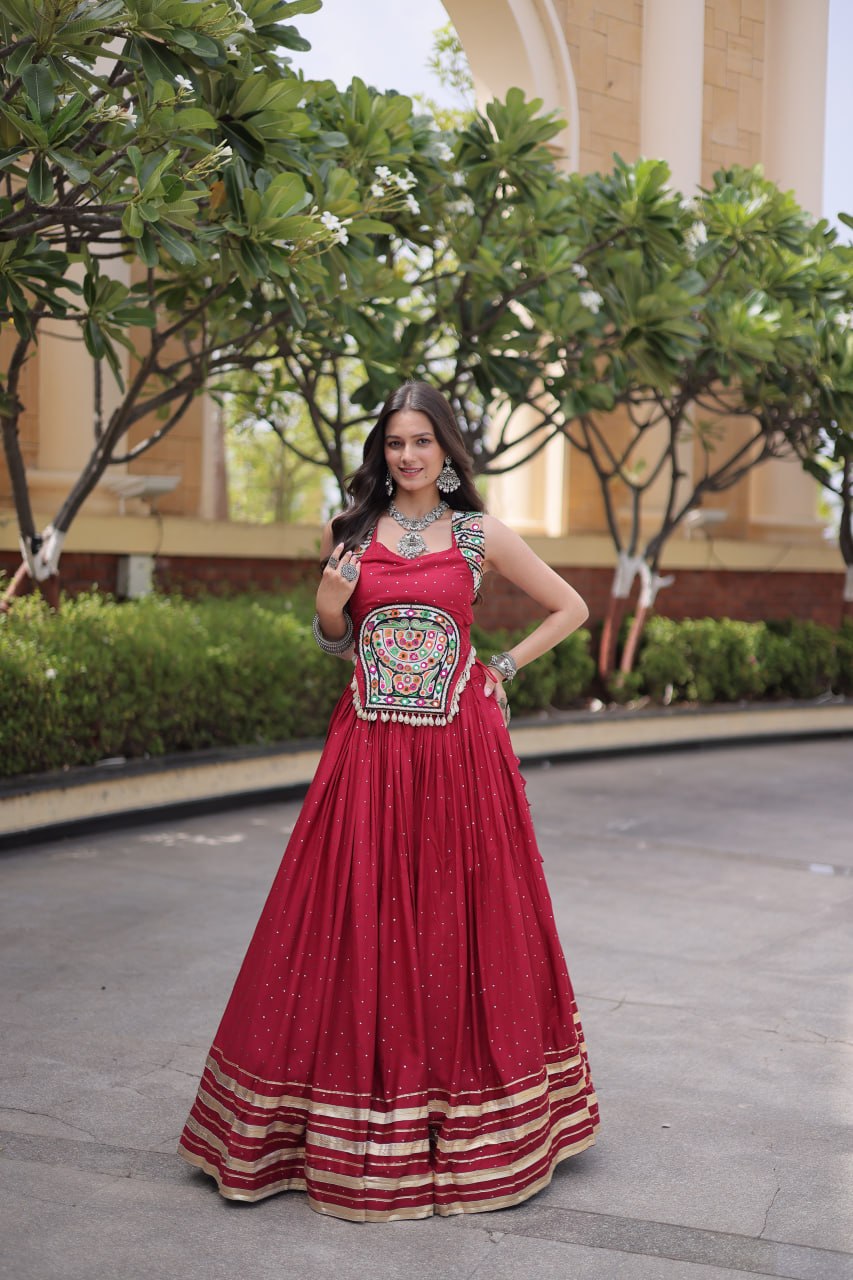 Navratri Special Reyon Gamthi Lehenga Choli Set 
