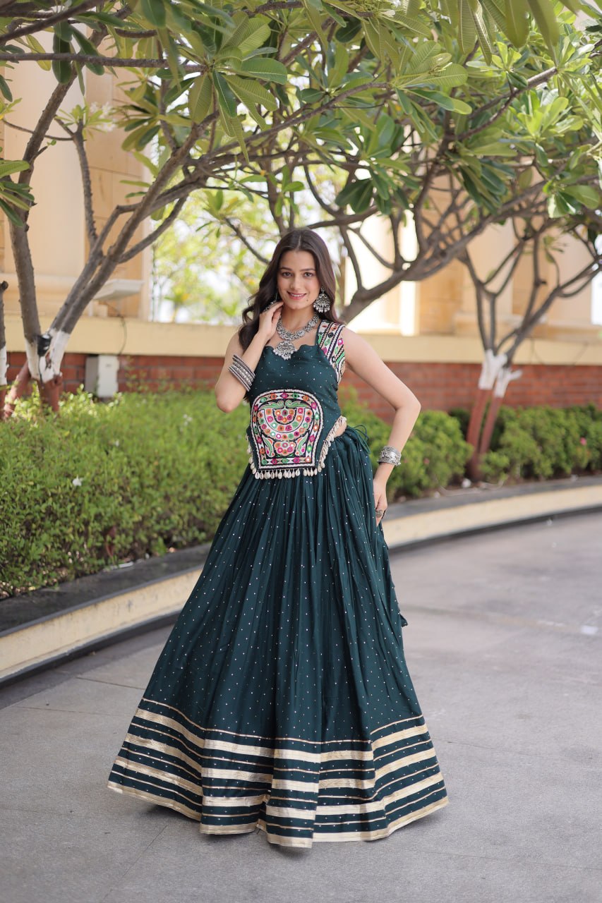 Navratri Special Reyon Gamthi Lehenga Choli Set 