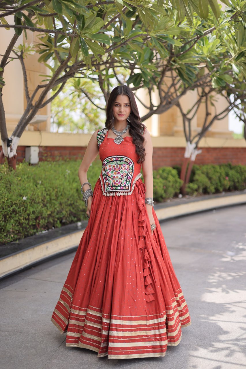 Navratri Special Reyon Gamthi Lehenga Choli Set 