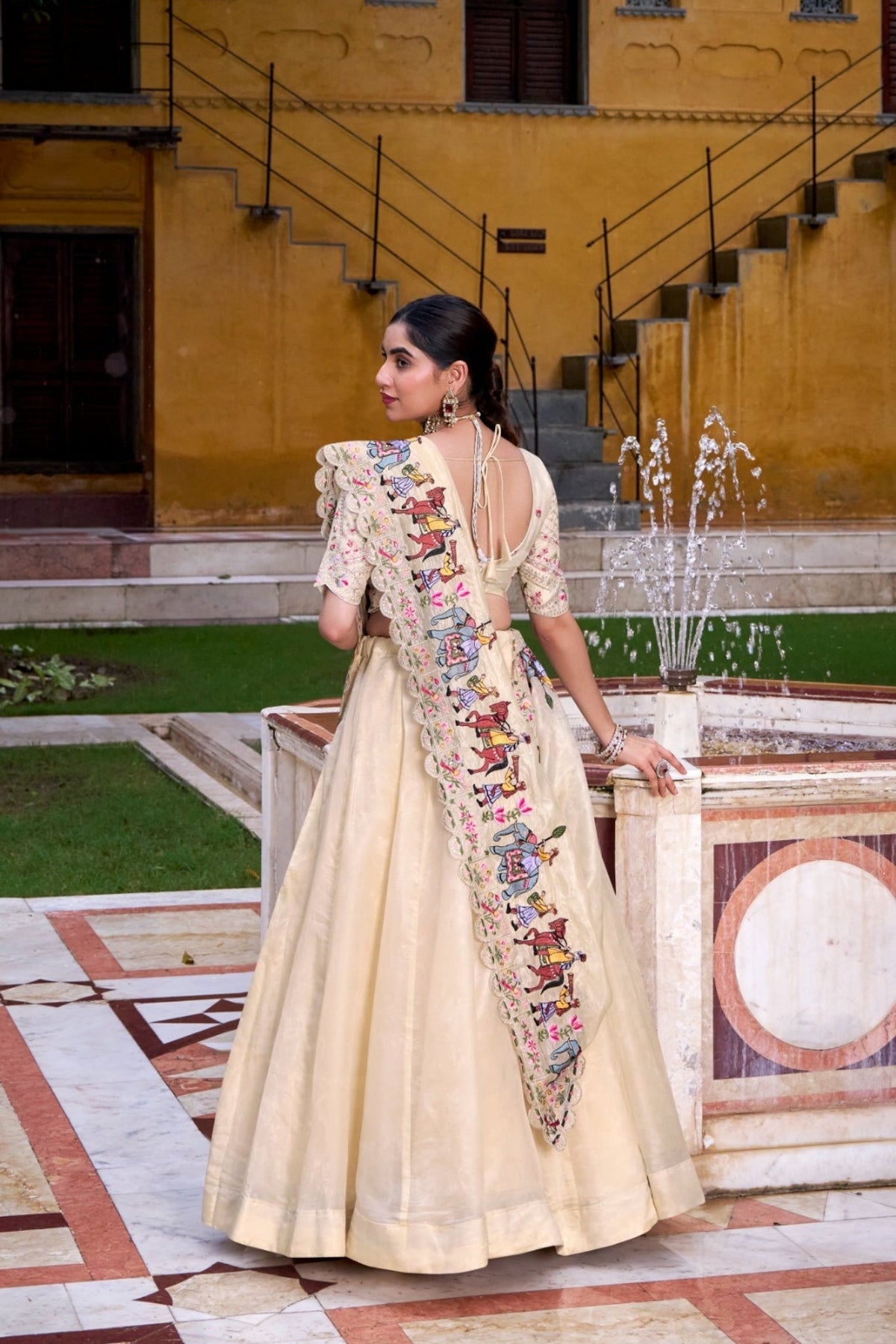 Off White Raspberry Sequins Tread Embroidery Perfect Festive Twirls Lehenga Choli