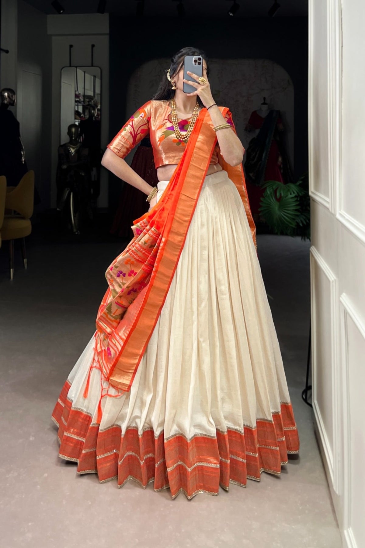 Paithani Jacquard Silk Lehenga Choli Set With Zari Weaving & Tassel Dupatta – Festive Special