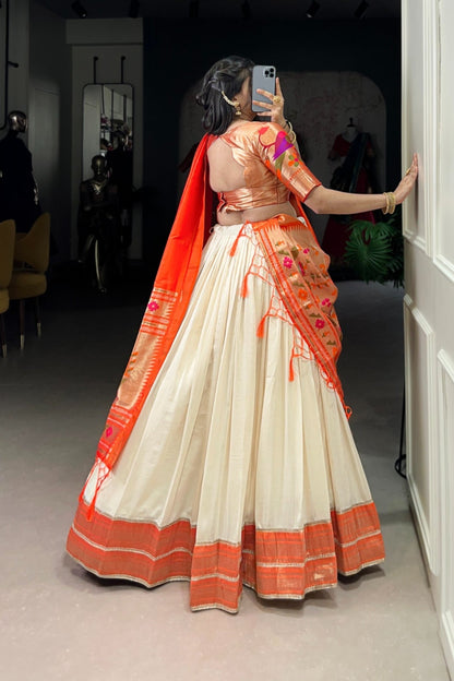 Paithani Jacquard Silk Lehenga Choli Set With Zari Weaving & Tassel Dupatta – Festive Special