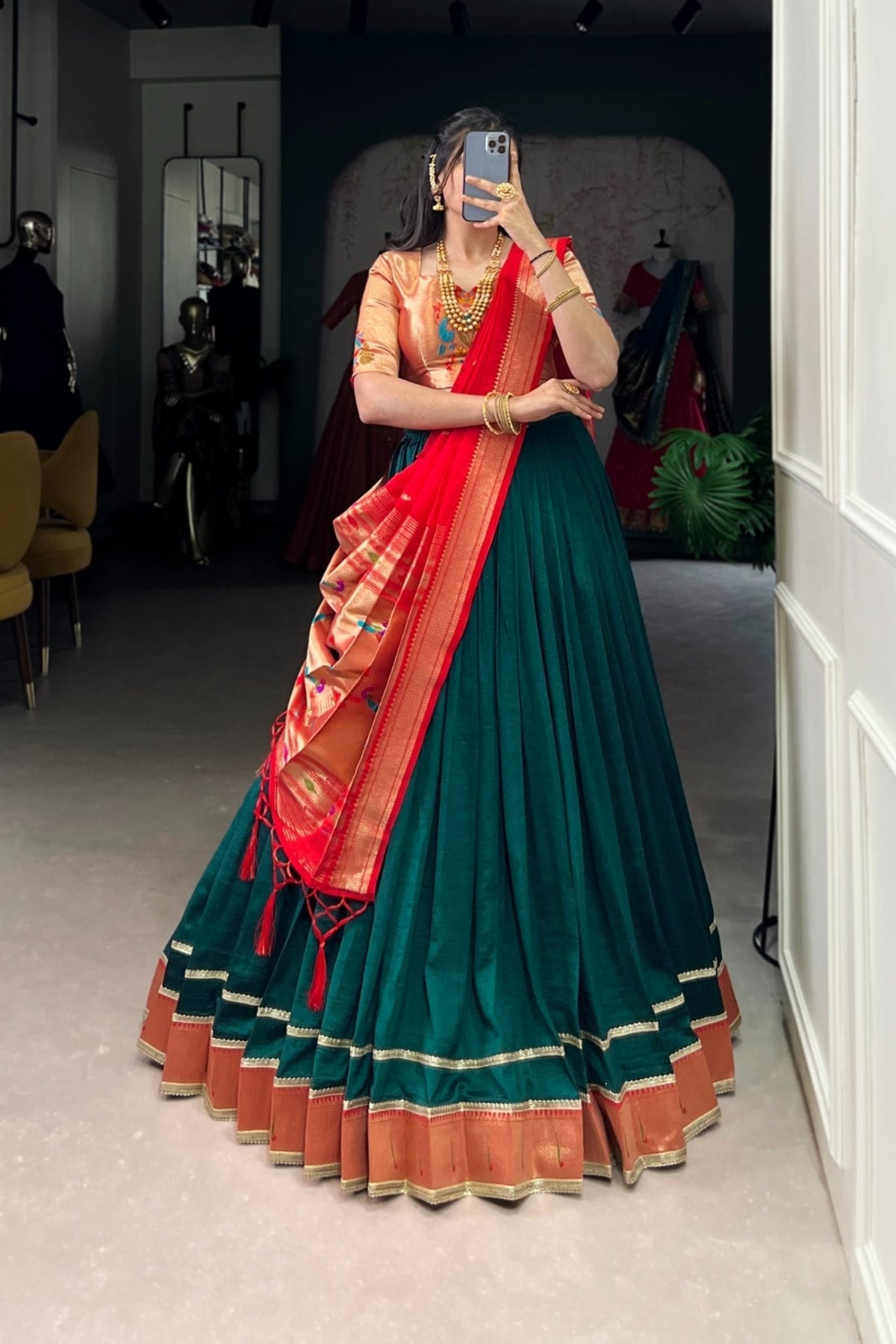 Paithani Jacquard Silk Lehenga Choli Set With Zari Weaving & Tassel Dupatta – Festive Special