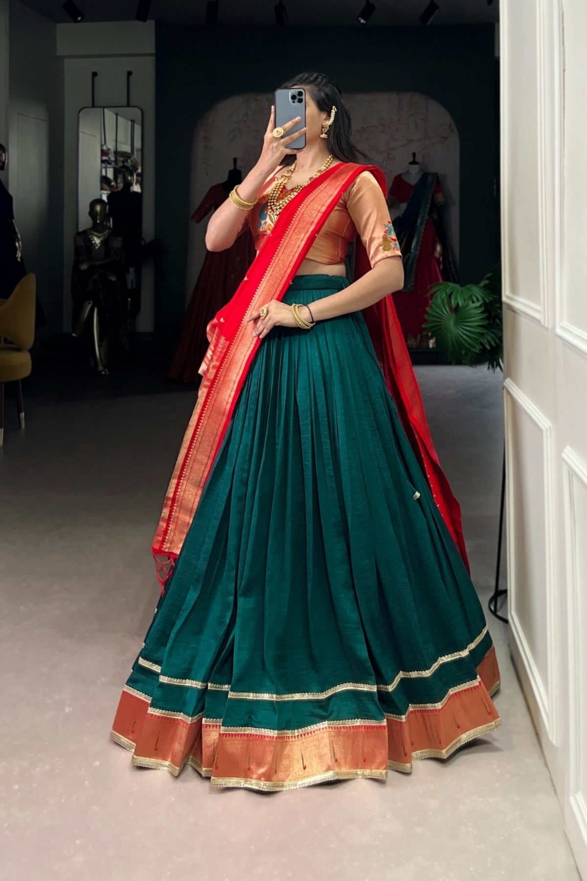 Paithani Jacquard Silk Lehenga Choli Set With Zari Weaving & Tassel Dupatta – Festive Special