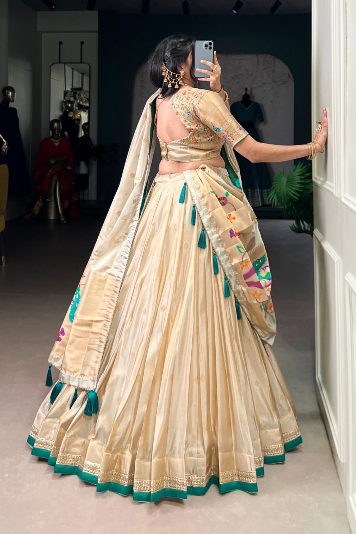 Designer Paithani Zari Weaving Shimmer Lehenga Choli With Dupatta