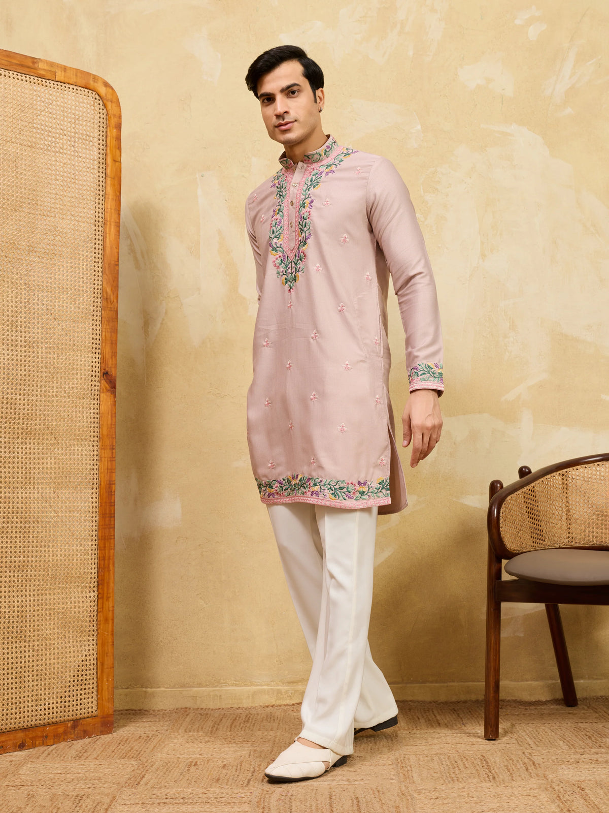 Peach Ethnic Designer Kurta Set for Festive Wear