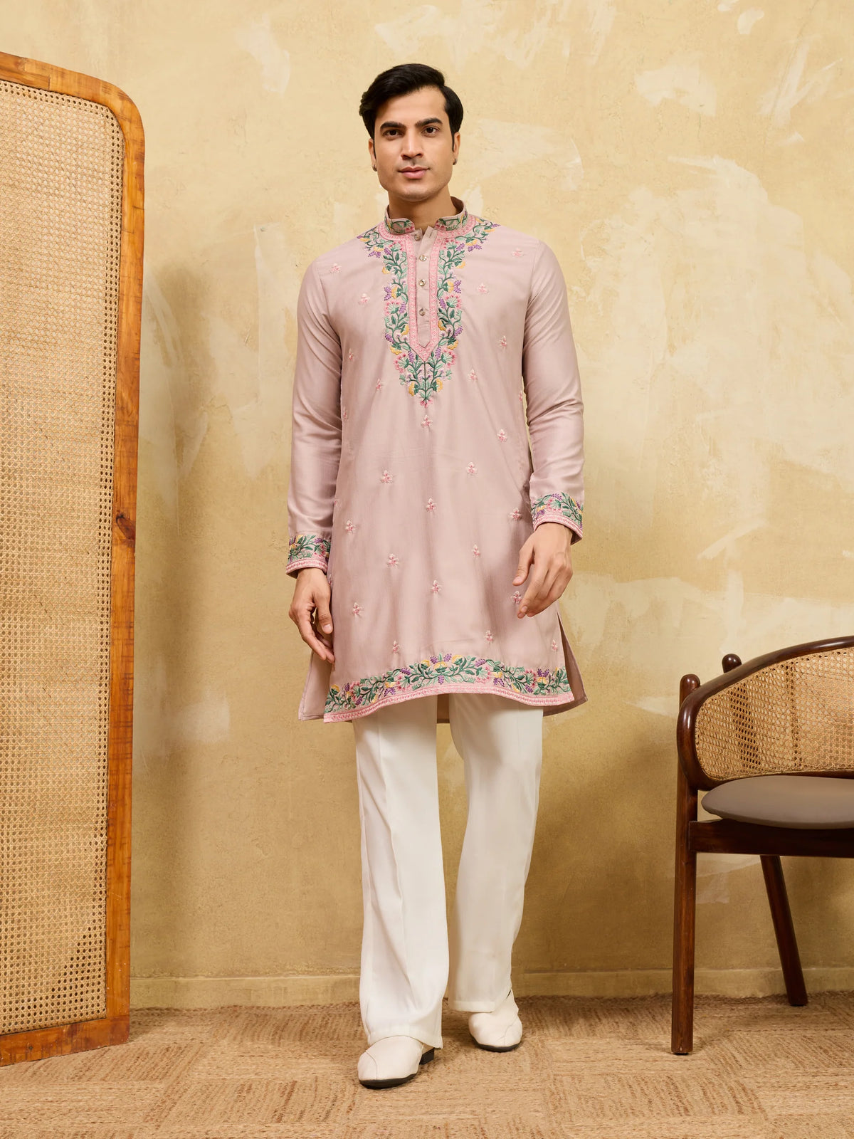 Peach Ethnic Designer Kurta Set for Festive Wear