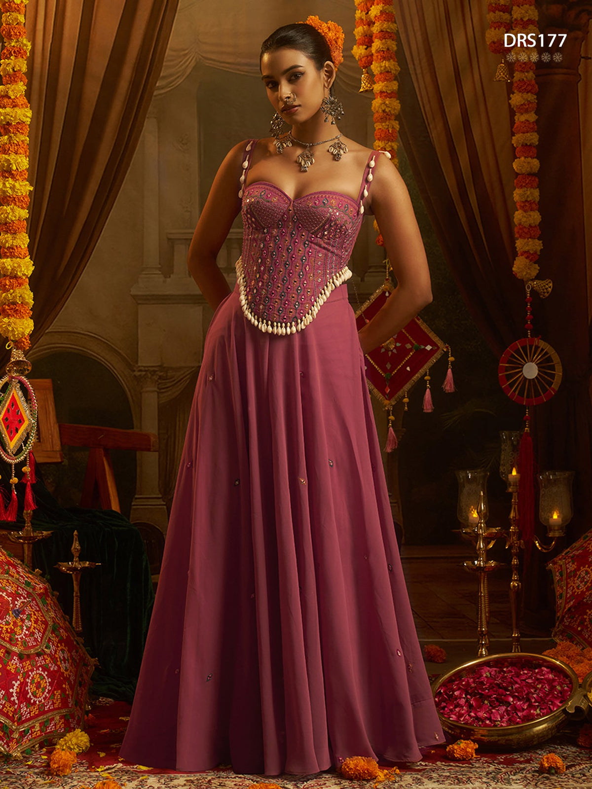 Pink Thread Mirror Top Plazzo Set | Tulip Designer