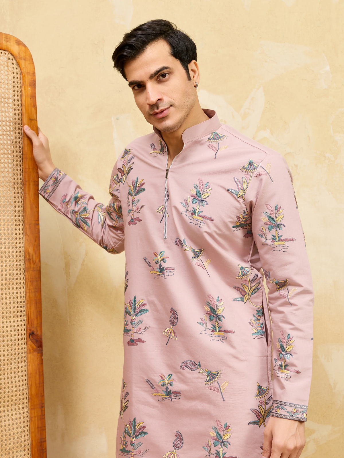 Luxury Pink Viscose Silk Kurta Ensemble for Celebrations