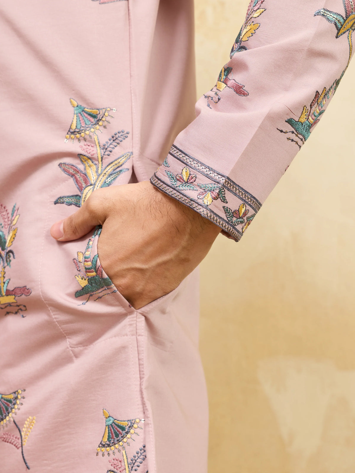 Luxury Pink Viscose Silk Kurta Ensemble for Celebrations