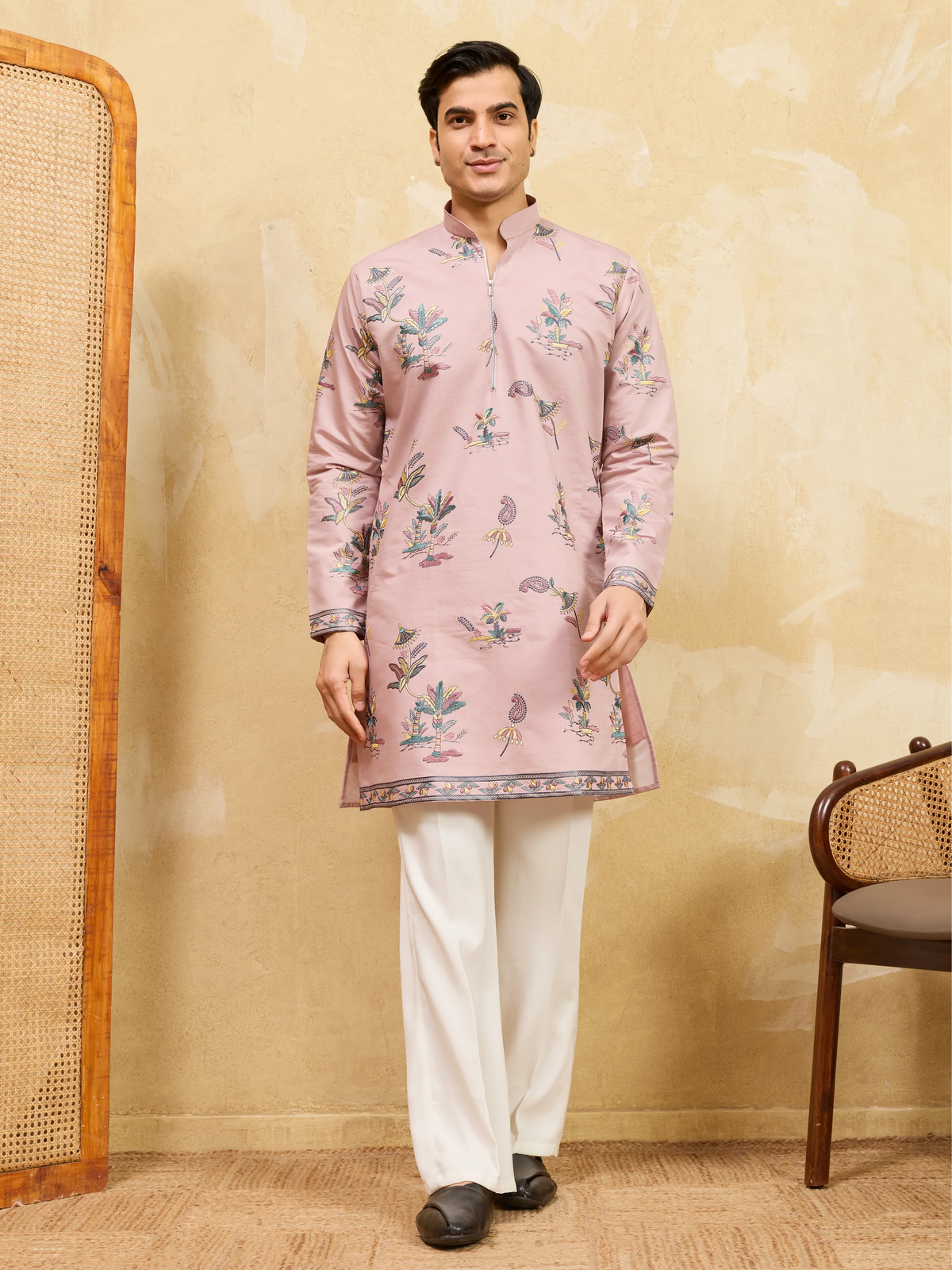 Luxury Pink Viscose Silk Kurta Ensemble for Celebrations