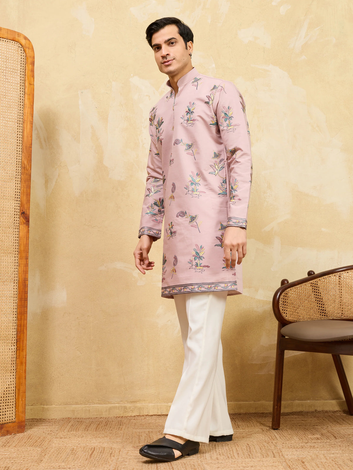Luxury Pink Viscose Silk Kurta Ensemble for Celebrations