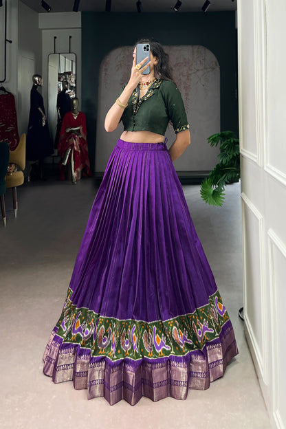 Poly Cotton Printed Zari Weaving Lehenga With Pure Cotton Hand Work Blouse