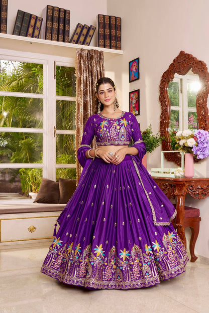 Premium Pure Crepe Silk Heavy Embroidery Wedding Lehenga Choli Set with Dupatta 