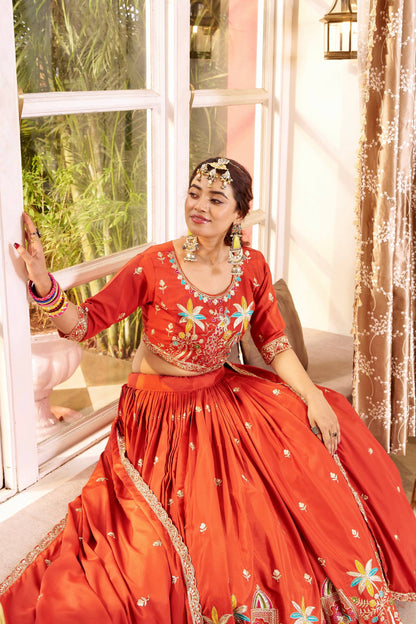 Premium Pure Crepe Silk Heavy Embroidery Wedding Lehenga Choli Set with Dupatta