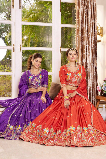 Premium Pure Crepe Silk Heavy Embroidery Wedding Lehenga Choli Set with Dupatta