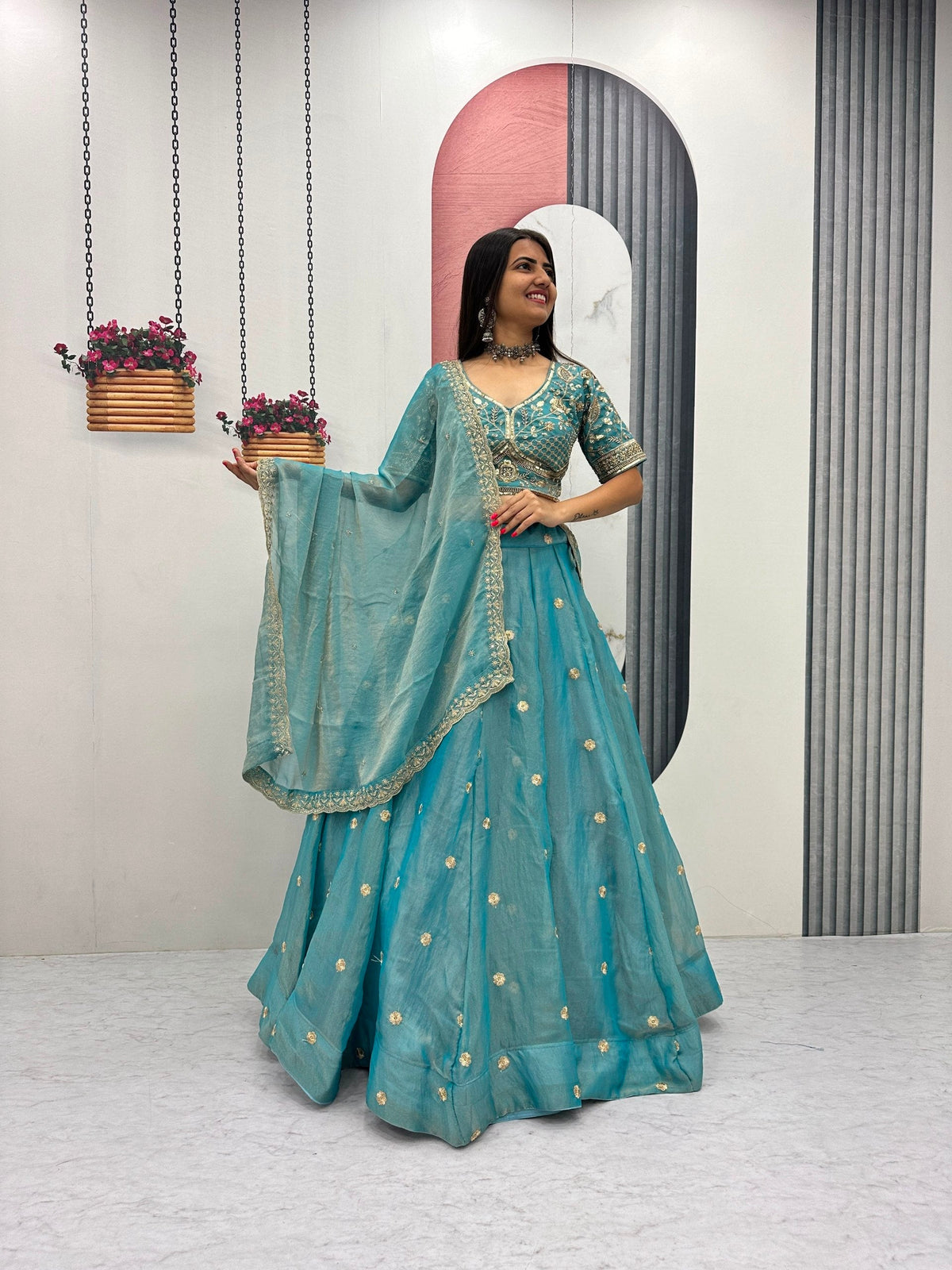Premium Mosh Thread Embroidery Festive Lehenga Choli 