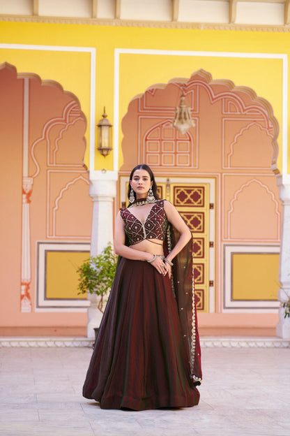 Premium Fendi Sequins Embroidered Lehenga Choli  Set for Women 