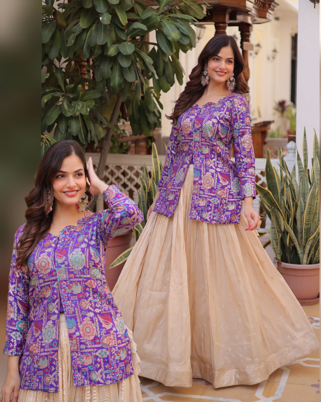 Premium Jacquard Weaving Lehenga & Blouse Set
