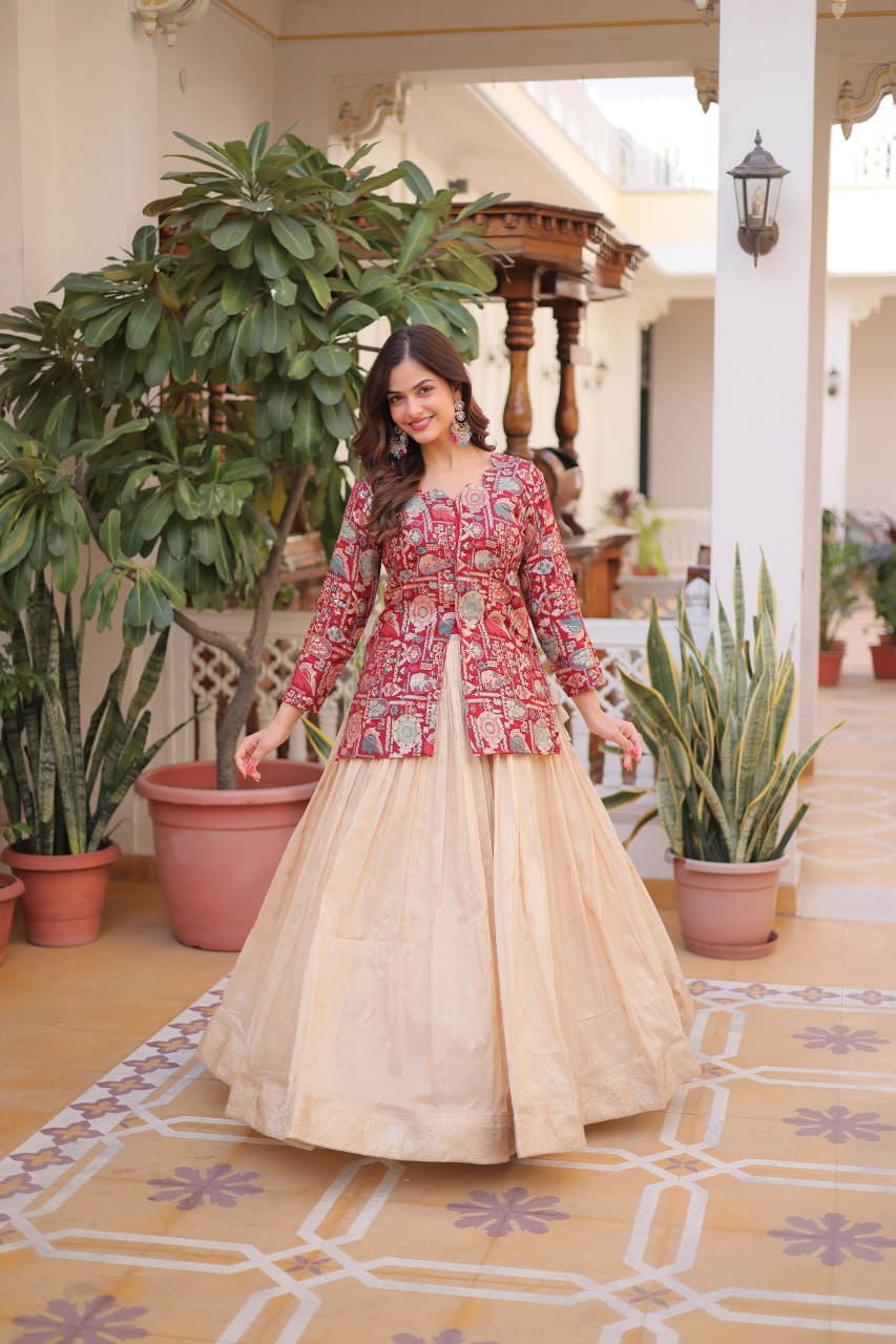 Premium Jacquard Weaving Lehenga & Blouse Set