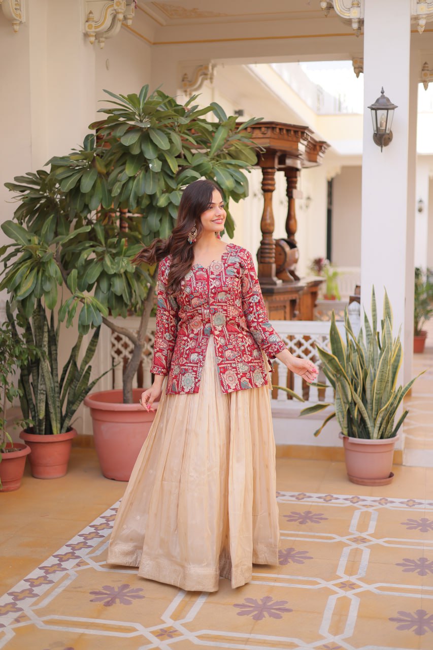 Premium Jacquard Weaving Lehenga & Blouse Set