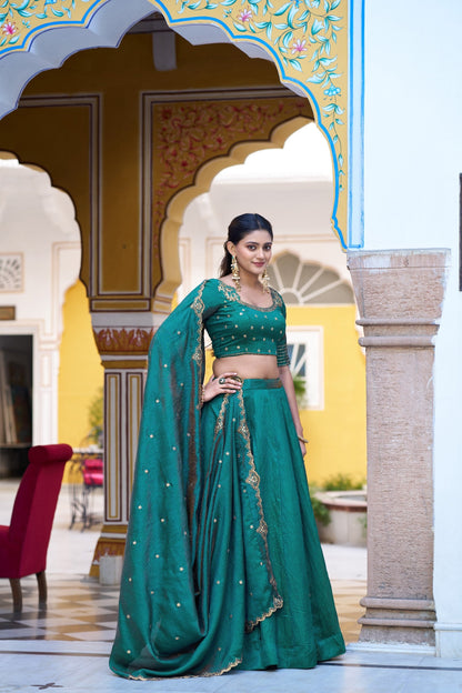 Premium NC Silk Sequins Embroidered Lehenga Choli with Dupatta Set for Women
