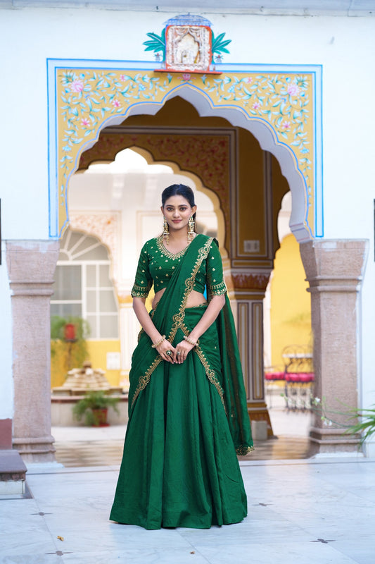 Premium NC Silk Sequins Embroidered Lehenga Choli with Dupatta Set for Women