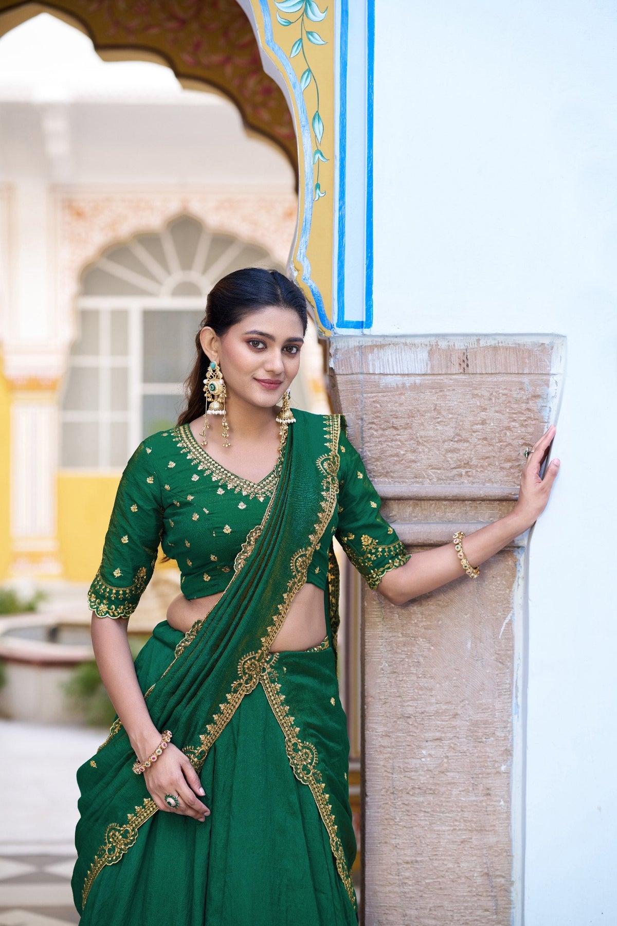 Premium NC Silk Sequins Embroidered Lehenga Choli with Dupatta Set for Women