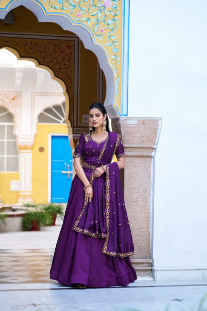 Premium NC Silk Sequins Embroidered Lehenga Choli with Dupatta Set for Women