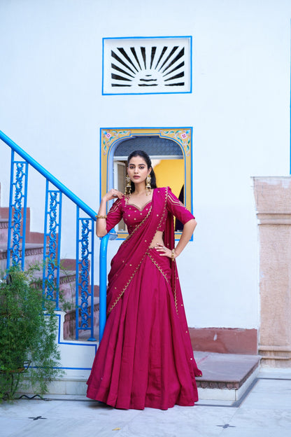 Premium NC Silk Sequins Embroidered Lehenga Choli with Dupatta Set for Women