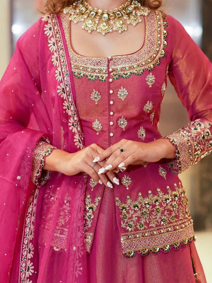 Premium Pink Fendi Embroidered  Lehenga Choli Set For Women