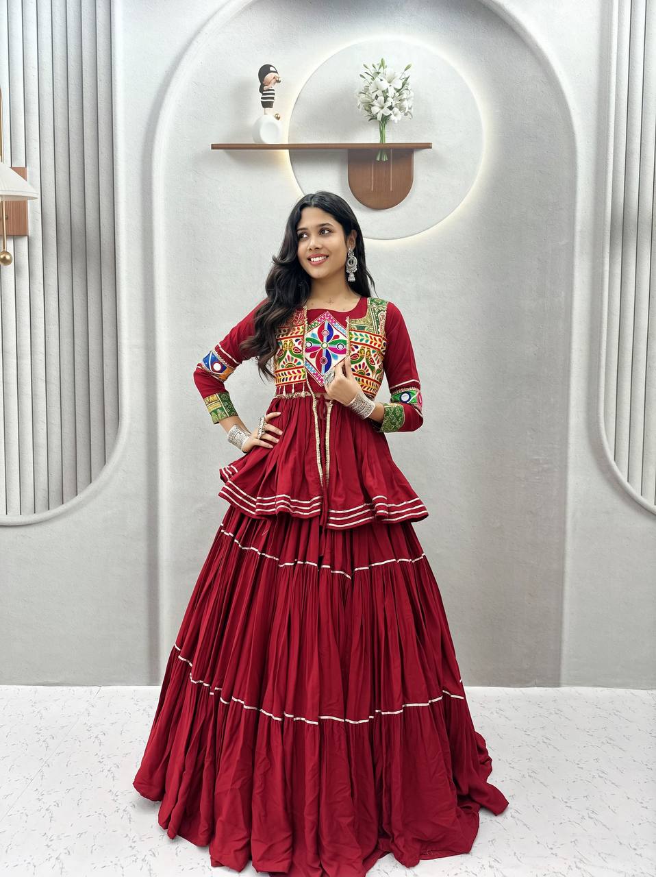 Premium Garba Night Pure Cotton Gamthi Lehenga Set 