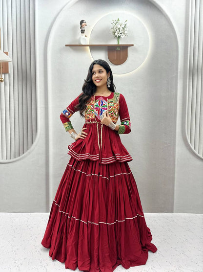 Premium Garba Night Pure Cotton Gamthi Lehenga Set 