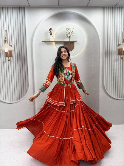 Premium Garba Night Pure Cotton Gamthi Lehenga Set