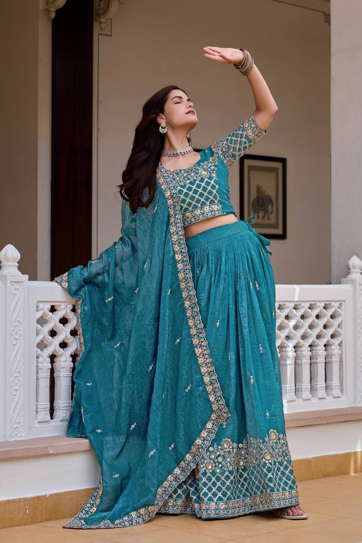 Elegant Pure Crunchy Embroidered Lehenga Choli for Festive Wear