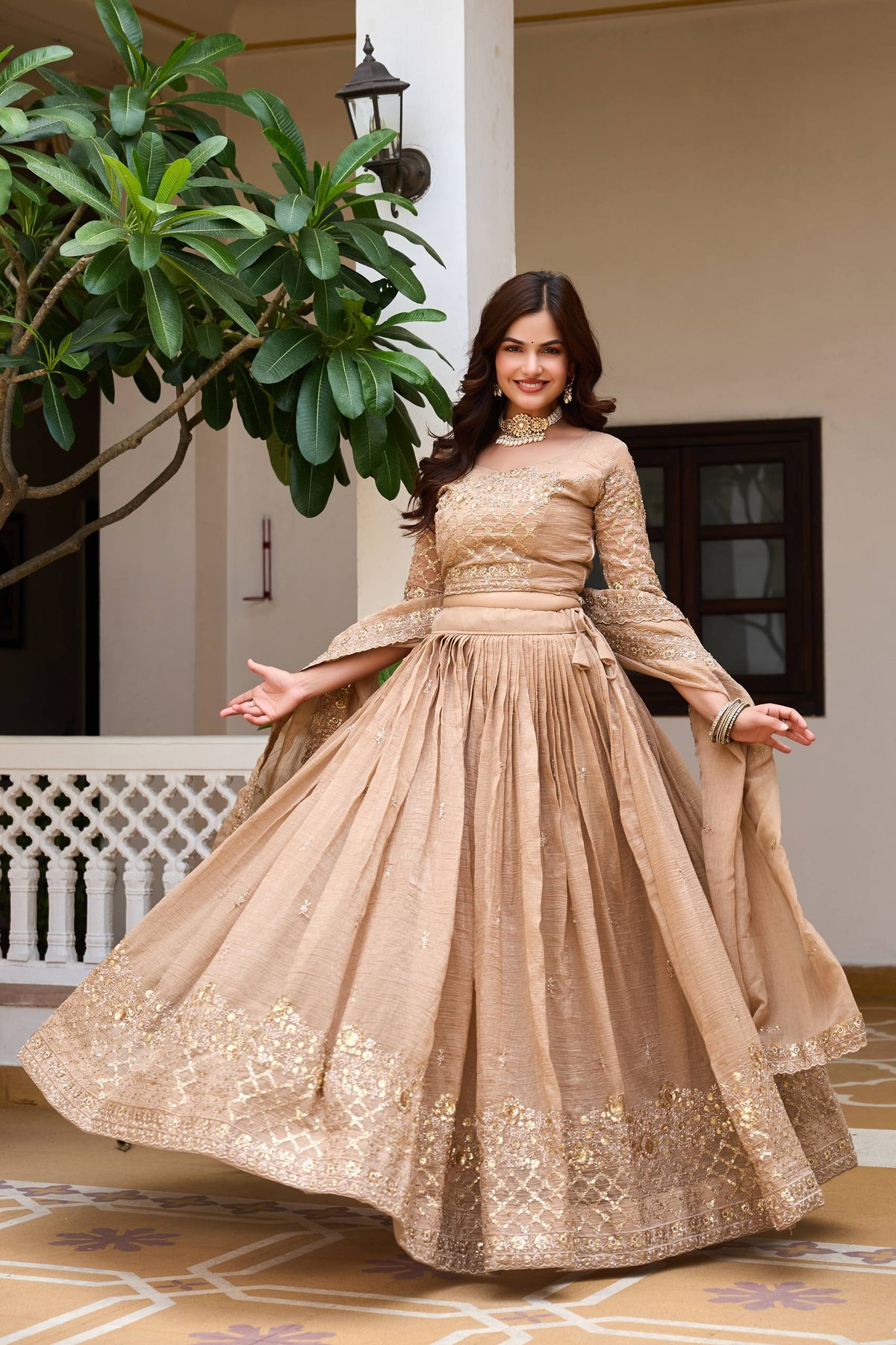Elegant Pure Crunchy Embroidered Lehenga Choli for Festive Wear
