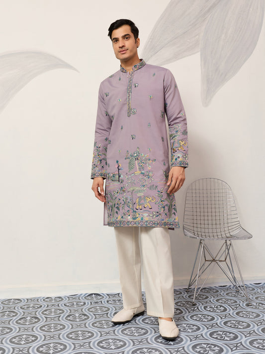 Traditional Purple Wedding Kurta for Mens Wear