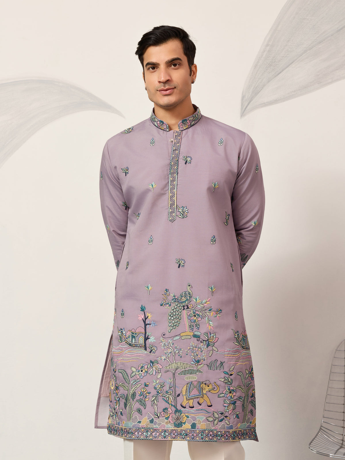 Traditional Purple Wedding Kurta for Mens Wear