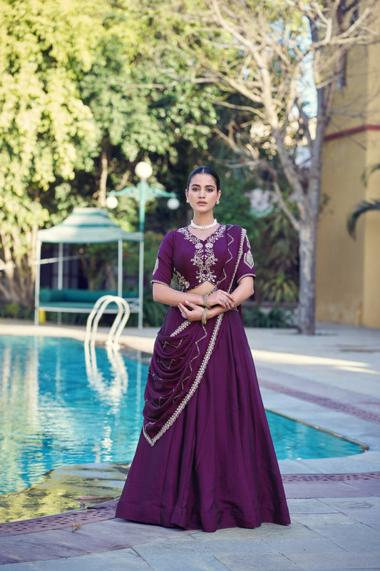 Graceful Rangoli Crush Sequins Belt Embroidered Lehenga Set 