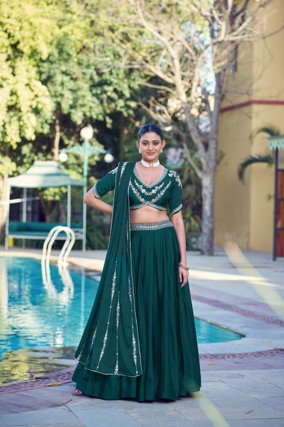 Graceful Rangoli Crush Sequins Belt Embroidered Lehenga Set 