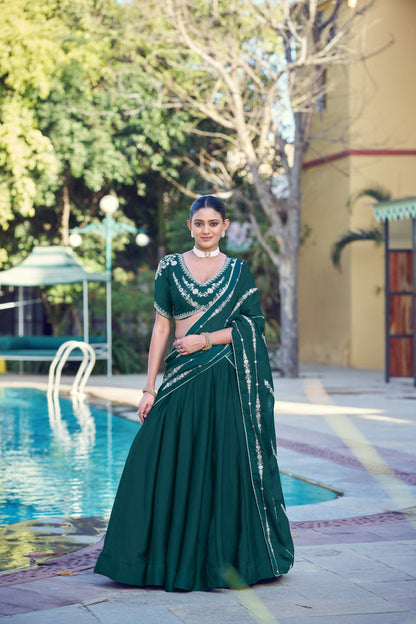 Graceful Rangoli Crush Sequins Belt Embroidered Lehenga Set