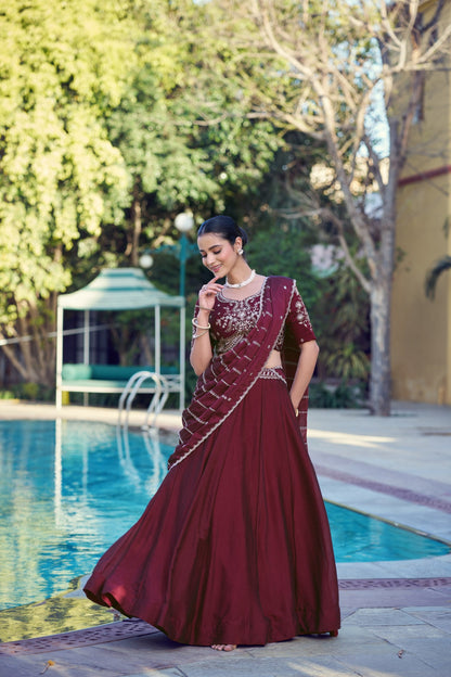 Graceful Rangoli Crush Sequins Belt Embroidered Lehenga Set