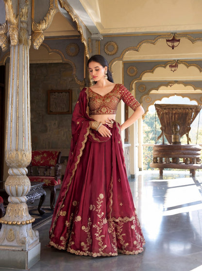 Royal Rangoli Silk Zari Dori Sequins Work Lehenga Choli Set with Designer Cutwork Dupatta