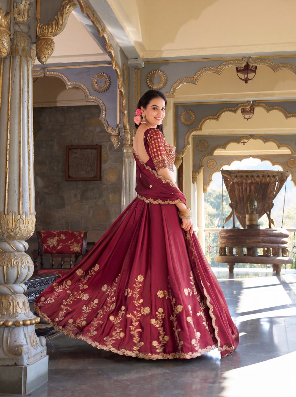 Royal Rangoli Silk Zari Dori Sequins Work Lehenga Choli Set with Designer Cutwork Dupatta
