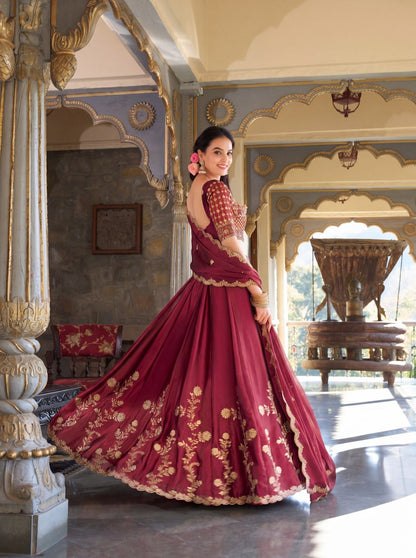 Royal Rangoli Silk Zari Dori Sequins Work Lehenga Choli Set with Designer Cutwork Dupatta