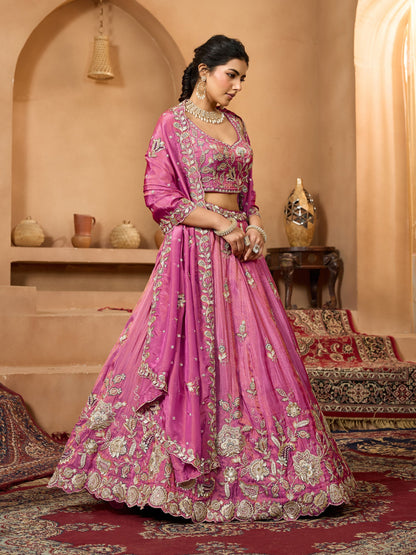 Grand Rani Pink Premium Embroidered Wedding Wear Lehenga Choli