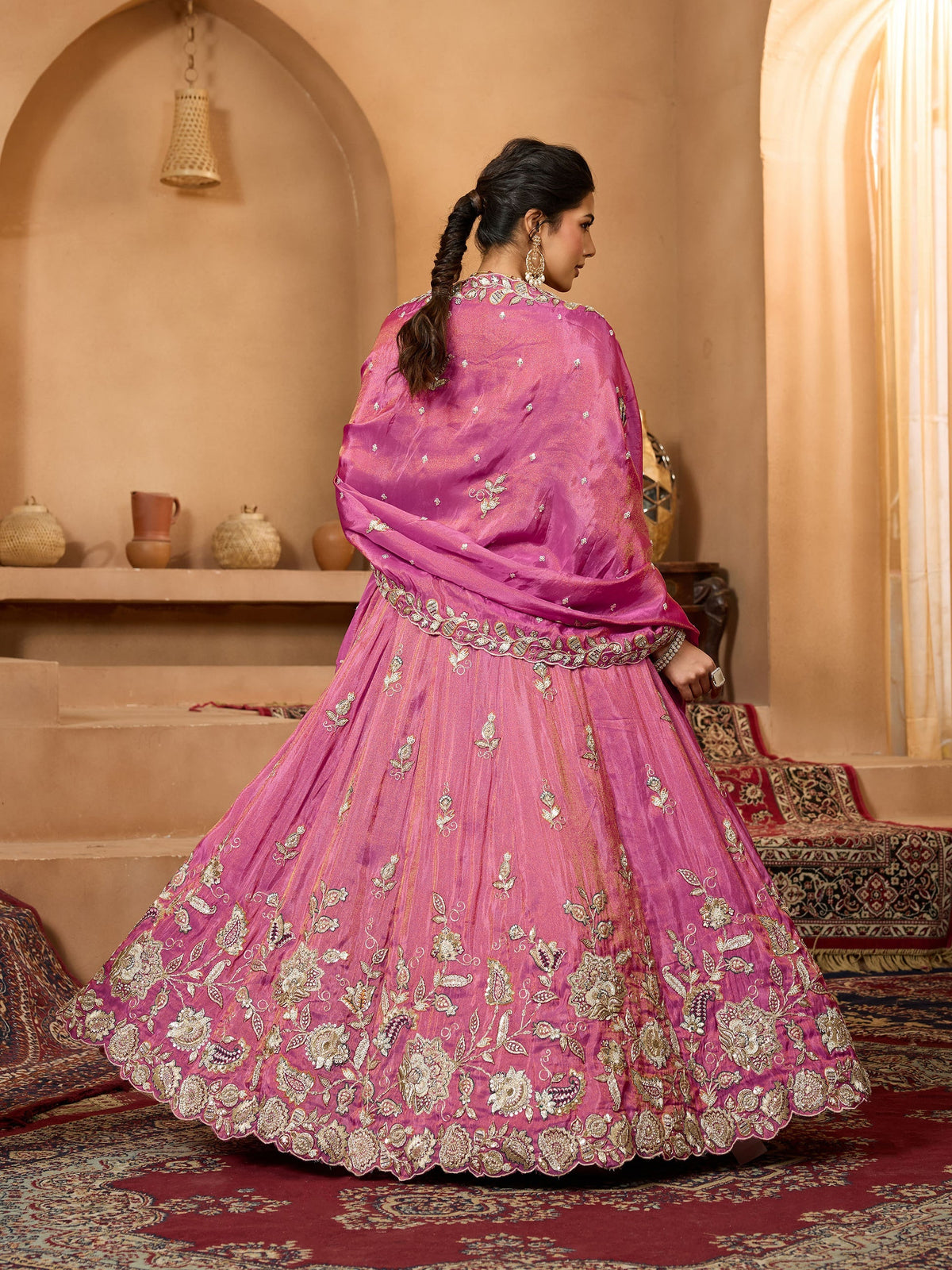 Grand Rani Pink Premium Embroidered Wedding Wear Lehenga Choli