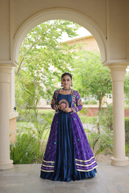 Rayon Bandhani kutchi Lehenga Shrug Set | Tulip Designer 